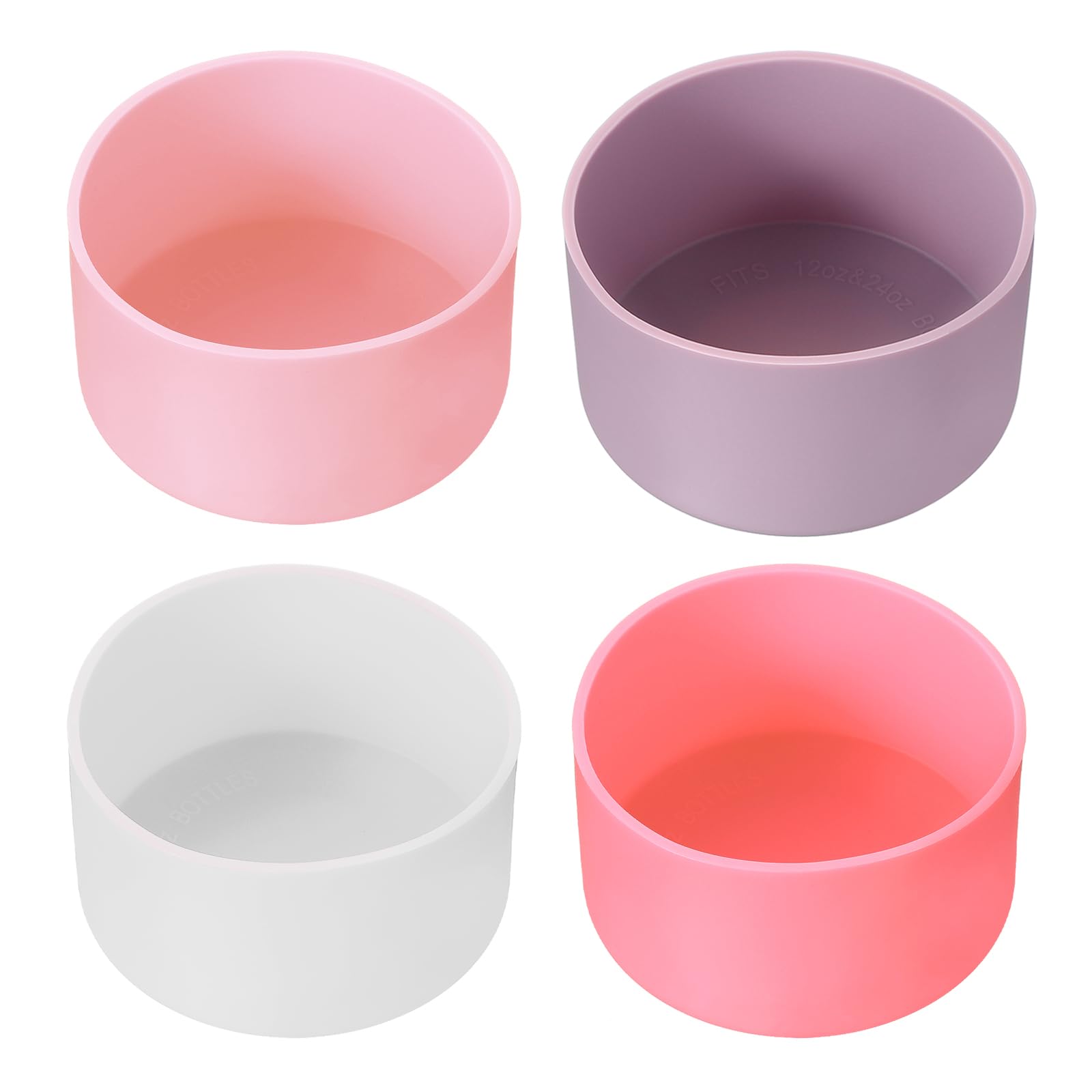 PATIKIL Silicone Boot for Tumbler Boot, 4Pcs Bottom Sleeve Protector for Water Bottle Car Travel Cup, White/Light Pink/Light Purple/Pink