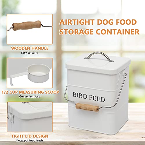 Geyecete Vorratsbehälter für Vogelfutter, Futtertonnen für Trockenfutter Mit Griff, luftdichter Behälter für Tierfutter-2.5kg Kapazität-Weiß