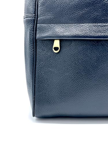 Genuine Leather Backpack Multifunctional Daypack Work Shopping Travel Leisure Everyday Bag (Dark Blue)3