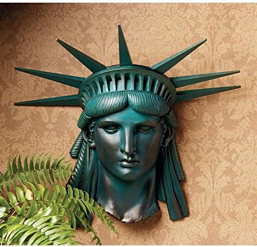 Design Toscano DB392020 Estatua de la Libertad 1886 Friso de pared, Verdigris 19 pulgadas de ancho x 9 pulgadas de profundidad x 19 pulgadas de alto