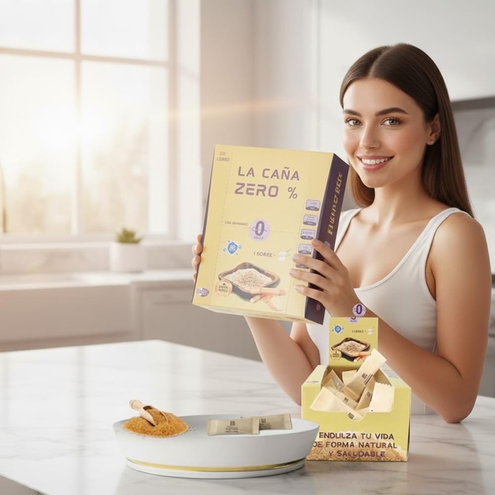 Edulcorante Zero con MAGNESIO 50 Sobres | 100% Natural de Caña | Enriquecido con Fibra Vegetal Guar | 1gr = 10gr de azúcar | Sustituto de azúcar | Sabor natural
