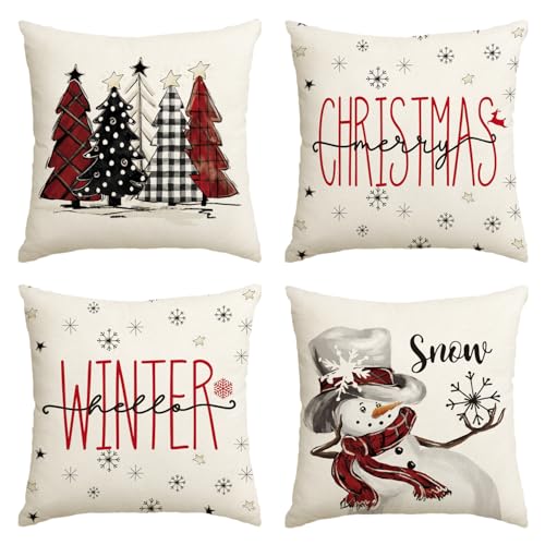 Artoid Mode Rot Schneemann Bäume Schneeflocken Stern Weihnachten...