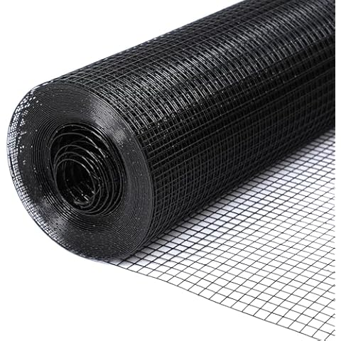 Black Hardware Cloth, 1/2 Inch 48in×100ft 19 Gauges Black Vinyl Welded Wire Fencing, Welded Metal Chicken Wire Fencing Roll for Garden Fencing & Pet Enclosures Cover