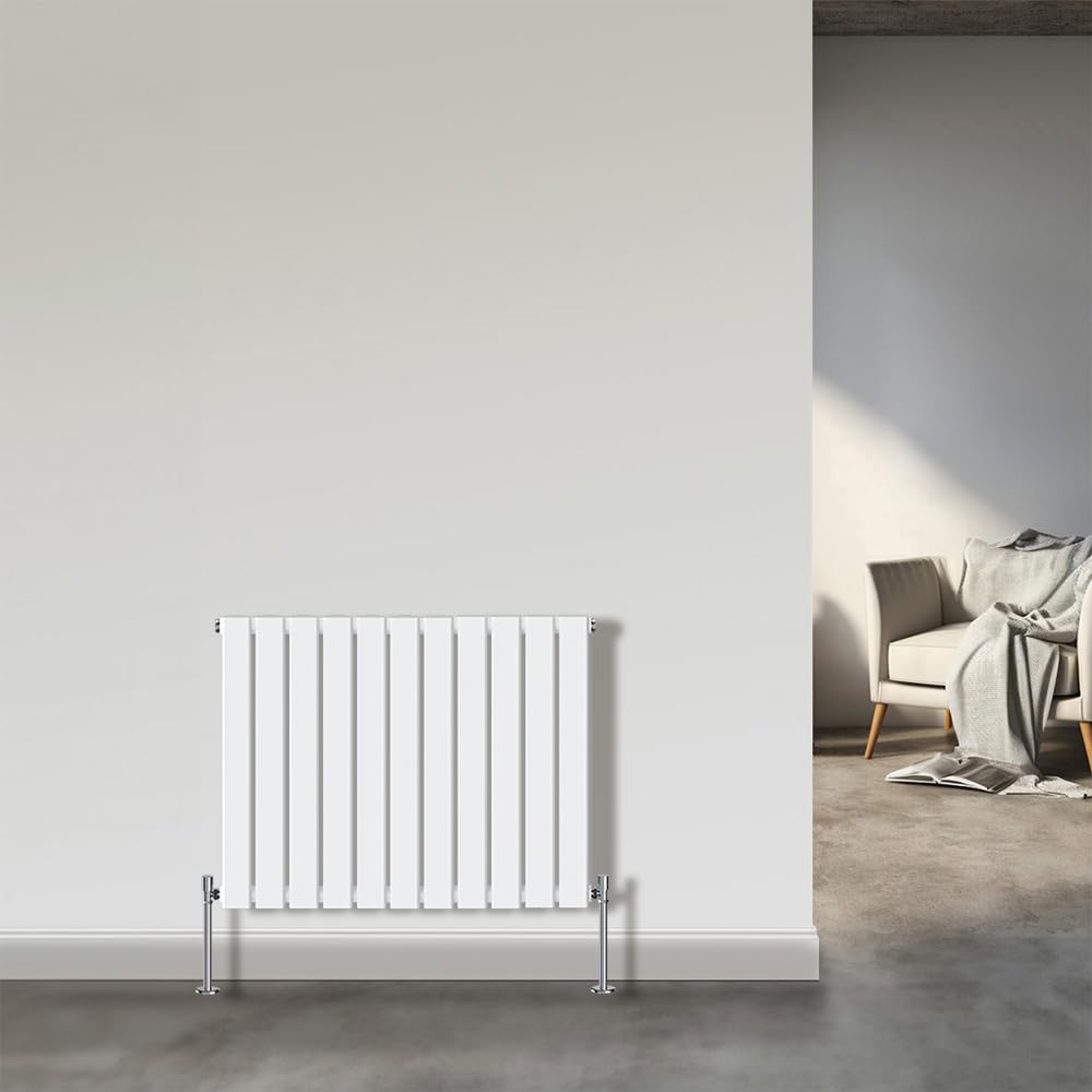 Nrg White 600X748mm Designer Radiator Gloss Horizontal Bathroom Central Heating Flat Panel Single Column