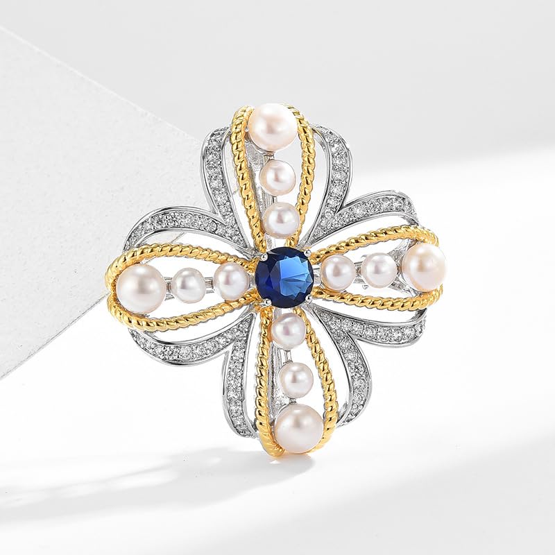 Image of Flower Brooch Pin - Rhinestone Flower Pin 18k Gold Plated - Thanksgiving Day, Birthday, Wedding Gifts for Mom, Wife