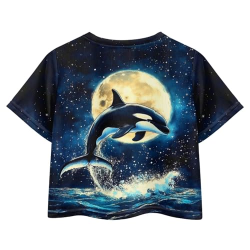 Image of Girls Summer Crop Top Outfits Short Sleeve T Shirts Kids Cute Clothes Tees Blouse