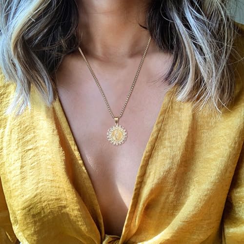 AsAlways Virgin Mary Necklace for Women Stainless Steel Gold Our Lady of Guadalupe Necklace Protection Catholic Jewelry Gift3