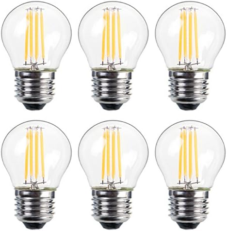 6PACK Vintage LED Filament Bulb G45-4W LED Light Bulb, Medium Screw E27 Base, Clear Warm White 2700K, LED Edison Bulb 40W Equivalent, 220VAC, Dimmable
