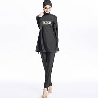 Musulmana Traje de baño para Mujer, Estilo Conservador musulmán, Estilo islámico, Color Negro, tamaño 5XL