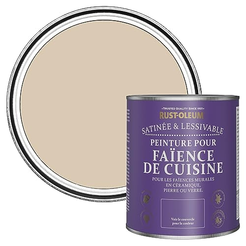 Rust-Oleum Peinture Beige Résistante à l'eau pour Faïence de Cuisine, Finition Satinée - Argile Chaude 750ml