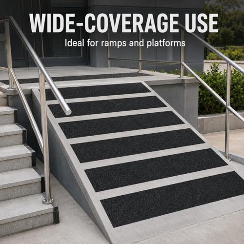Image of Anti Slip Tape, 18 Inch x 30FT Wide Grip Tape, 80 Grit High Traction Non Skid Tape for Stairs, Ramps, Walkways, Outdoor Steps, Entryways, Black Abrasive Traction Tape