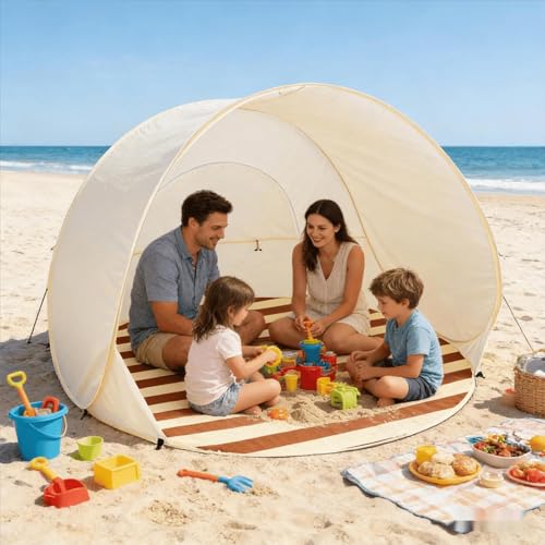 Tente De Plage Pop-up avec Protection UV 3-4 Personnes...