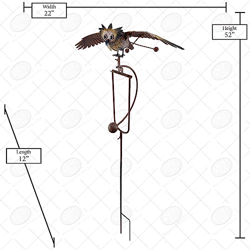 Red Carpet Studios Garden Stake Yard Art Metal and Glass Balance Rocker with Stake, 20-Inches, Flying Owl by RCS Gifts - Used condition - US$33.16