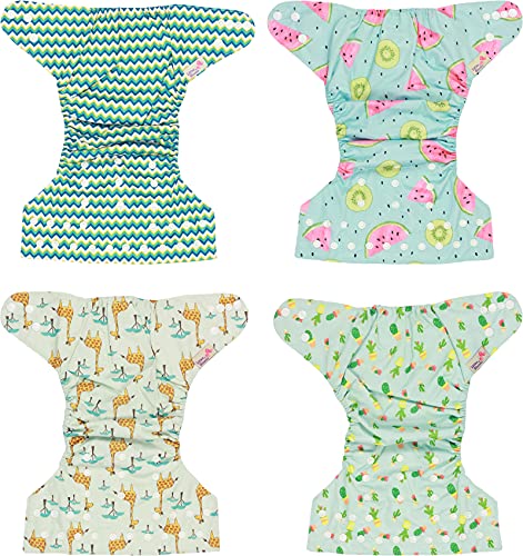 Littles and Bloomz FLP2-0401 Windel, wiederverwendbar, Standard-Popper, 4 Windeln