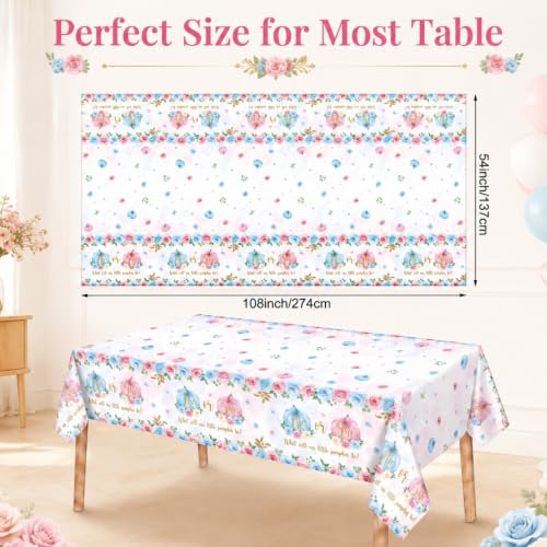 Image of Ganeen 3 Pcs Fall Pumpkin Gender Reveal Tablecloth Plastic, 54 x 108 Inch