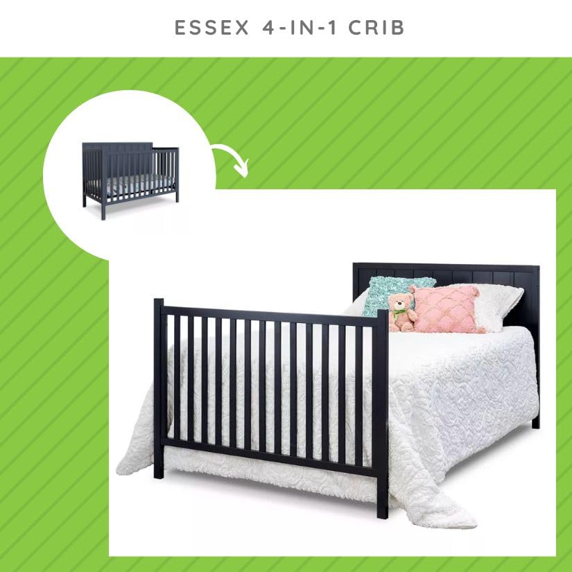 Image of Full-Size Conversion Kit Bed Rails for Sorelle Convertible Cribs - Solid Wood Rail - Toddler and Adult Bed Rail for Full-Size Beds - Essential Nursery & Baby Furniture (Model #221, Midnight)