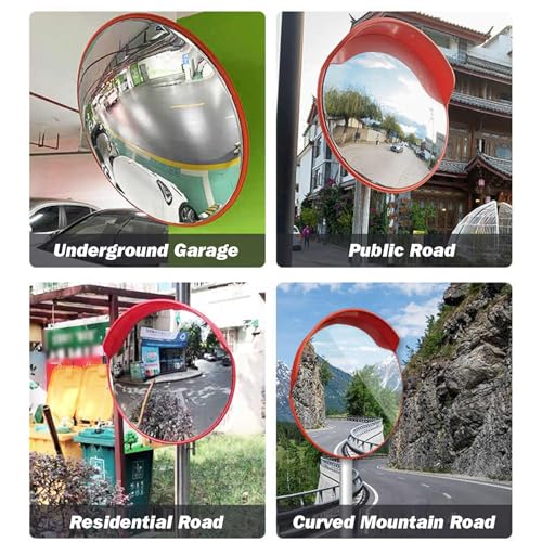 Miroir convexe d'intérieur courbé avec support mural pour angle mort de garage - 8