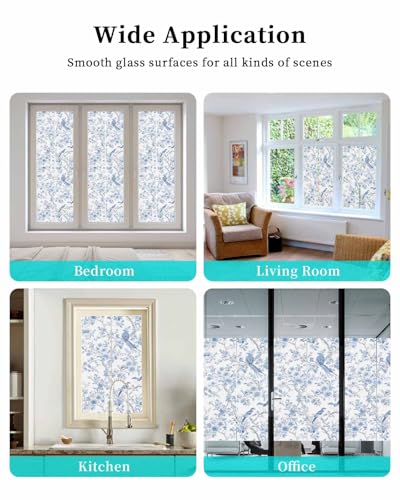 Película Decorativa para Ventana con Flores Azul Claro miniatura 7