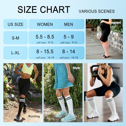 Image of 4 Pairs Compression Socks for Women Circulation-Best Support for Nurses,Running,Athletic,Travel