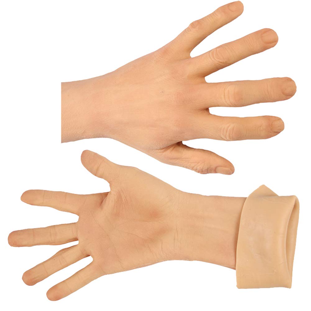 Guantes de Silicona Modelo de Mano Falsa, Modelo Masculino Prótesis de Silicona Piel Artificial Guantes Falsos 1 par
