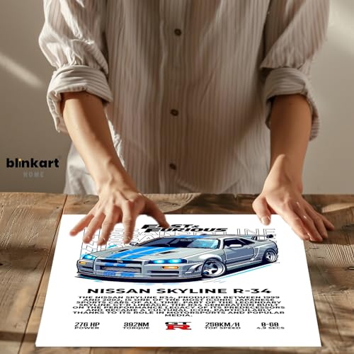 Image of BLINKART Nissan Skyline GT-R R34Car Posters Sticker Gift Items for Boys Room Wall Decor || Comes with Double-Sided Tape|| Decoration Bedroom Living Room Office Studio Decor | 12x18 In (A3) - CAR-266