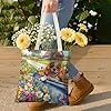 Easter Cavalier King Charles Spaniel Dog Canvas Tote Bag for Shopping 13x15, Farmhouse Truck Puppy Reusable Grocery Print Bag for Women, Country Aesthetic Painting Gift Decor #2