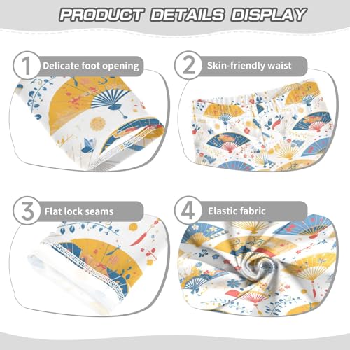 KLL Hand Drawn Cute Japanese Fans Cartoon Little Girls Cotton Pants Stretchy High Waisted Activewear Running3