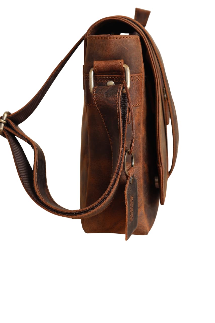 american blue Bolso bandolera de cuero genuino para hombre, bolso de mensajero, bolso de negocios, pequeño bolsillo lateral, bolso cruzado