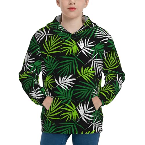 Tropical Leaves1 Kid Hoodies Boys Sweatshirts Girls Pullover with Pocket