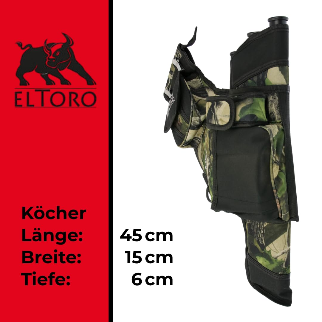 elToro Seitenköcher Sys Rechtshand, Gürtelköcher für Bogenschießen | 3 Röhren für Pfeile, Köcher für Pfeil und Bogen, Bogensport Zubehör