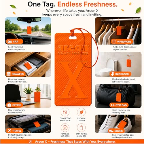 Image of AREON X Version Coconut Hanging Best Car Air Freshener - Long Lasting Scent for Car or Home - Long Lasting, Fresh, Luxurious Scent - Pack of 3