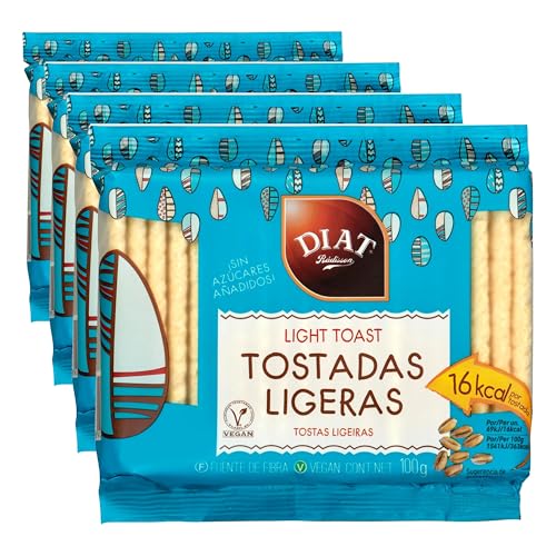 DIAT Radisson - Tostadas Ligeras | Tostadas Veganas | Fuente de Fibra | Bajo Contenido en Grasa | Sin Azúcar Añadido | Apto para Dietas de Control de Peso (Paquete de 4)
