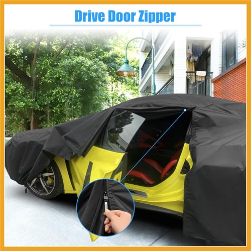 Image of Waterproof Car Cover for Chevrolet Corvette C3 1968-1982 Outdoor Full Car Cover with Zipper Door for Snow Rain Dust All Weather Protection Replacement