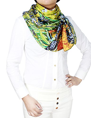 Dahlia Women's 100% Luxury Long Silk Scarf - Van Gogh's Art Collection4