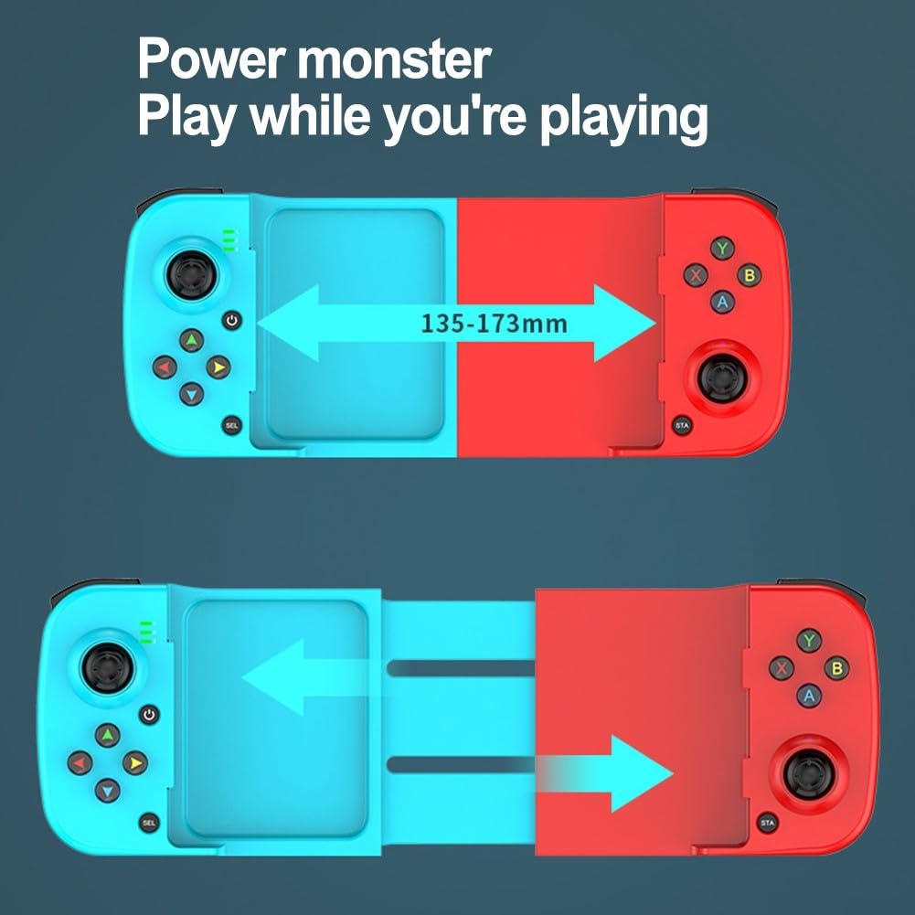 Hasaller D3 Controller di gioco telescopico wireless per Android Switch Steam PC con batteria da 400 mAh e morsetto regolabile per telefono da 135-173 mm (rosa)