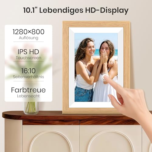 Frameo WLAN Digitaler Bilderrahmen 10,1 Zoll, HD 1280 * 800 IPS Touchscreen Elektronischer FotoRahmen mit 32GB Speicher, Auto Drehung… – Ansicht 4