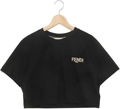 Amazon | [フェンディ] Tシャツ トップス クロップド丈 ロゴ ブラック