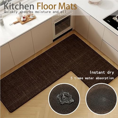 Alfombrillas de cocina antideslizantes e impermeables con tejido superabsorbente lavable 5