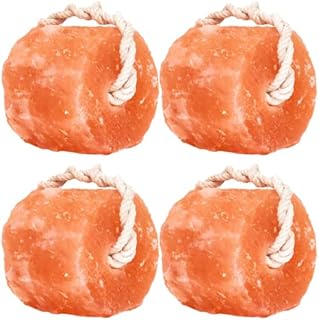Glowyn Himalayan Salt Lick-Natural Minerals Block on Rope for Horses, Deer, Cattle, and Live Stock– Long Lasting – Pink Salt Lick 2.2 to 3.3 lbs (4 Packs)