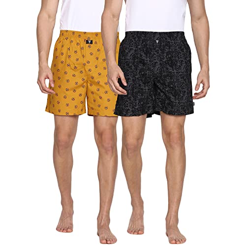 Image of Van Heusen Men Boxer Shorts- Pack of 2 | 100% Mercerized Cotton for Softer handfeel | Relaxed Fit | Dual Pockets | Superior Lustre | Slide Slits for Extra Ease of Movement | Fun Prints | Style 10112