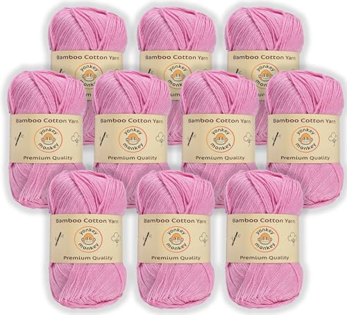 Image of 10-Pack of Yonkey Monkey 500 Grams Yarn - 70% Rayon derived from Bamboo, 30% Cotton - Imported - Pink 9025