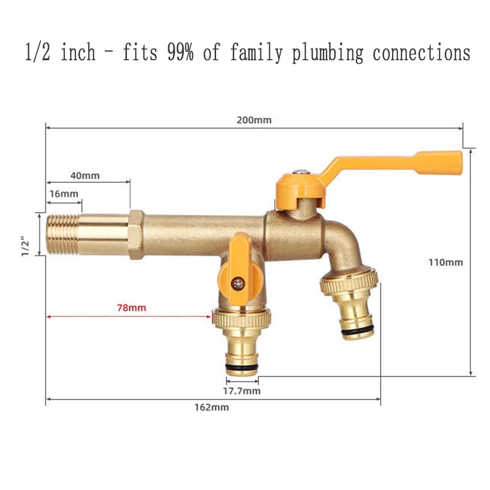 Doppio rubinetto da giardino – Rubinetto da parete per esterni per irrigazione efficiente – facile da installare per uso esterno