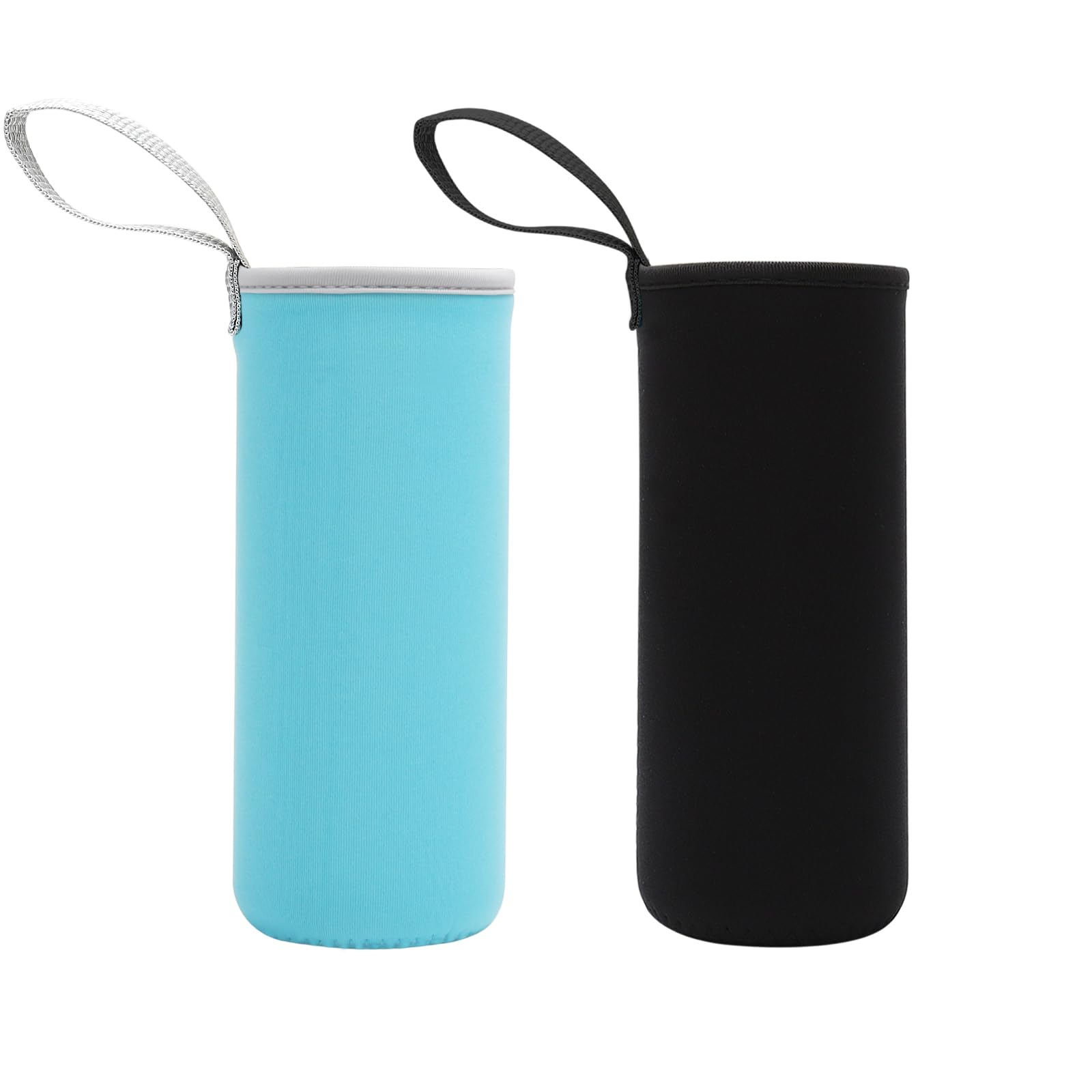 Pokrowiec ochronny na butelki, 2 sztuki, neoprenowy worek termiczny 6,8 x 18 cm, izolowany pokrowiec na butelkę z wodą o pojemności 550 ml, na zimne lub gorące napoje (czarny i niebieski)