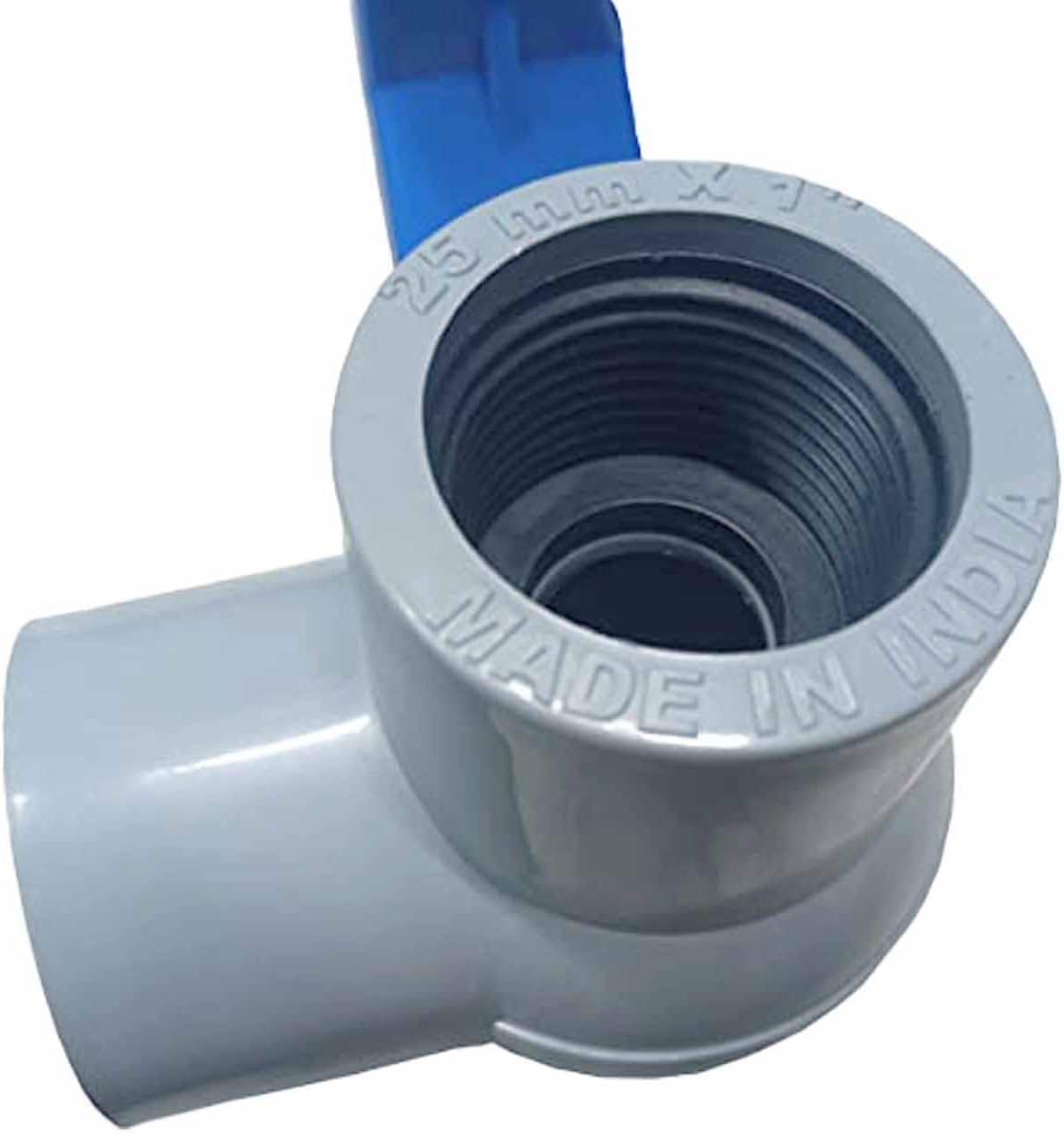 DEHRAN Three Way PVC Ball Valve for Household, Agriculture, and Industrial Use -1" inch(25MM) Threaded Heavy-Duty Plastic Valve Grey Color (3)