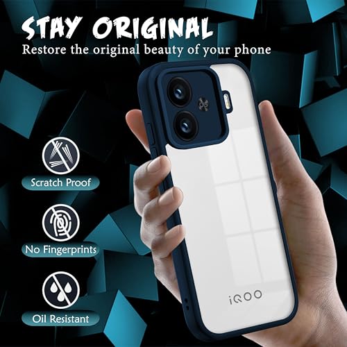 Image of V-TAN Back Cover for IQOO Neo 10R 5G, Transparent Clear Case Compatible with IQOO Neo 10R, TPU, Camera Protective, Scratch Resistant Shockproof Mobile Cover with Anti-Slip Grip (Blue) (Blue)