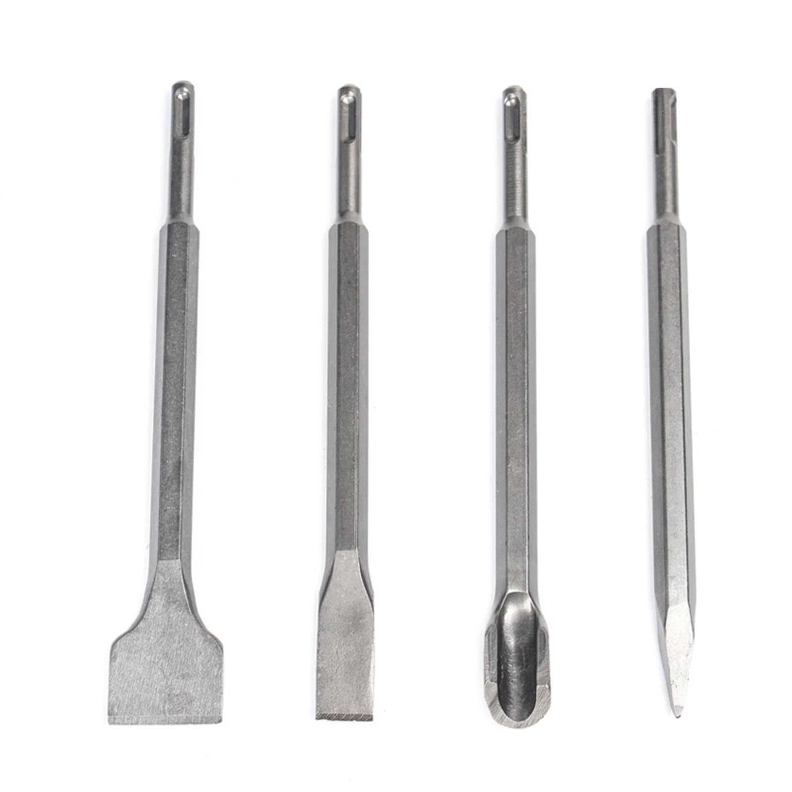 Set di Scalpelli Punta for Trapano a percussione, scanalatura a Punta, scalpello Piatto, Set di Utensili for muratura for la Lavorazione del Legno, Muro di Cemento, Roccia(4pcs)