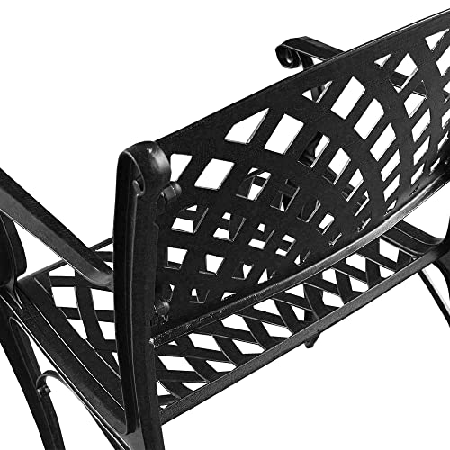 Oakland Living 1016-MESH-KD-CHAIR-LBK Modern Outdoor Mesh Cast Aluminum Black Patio Dining Chair thumb #5