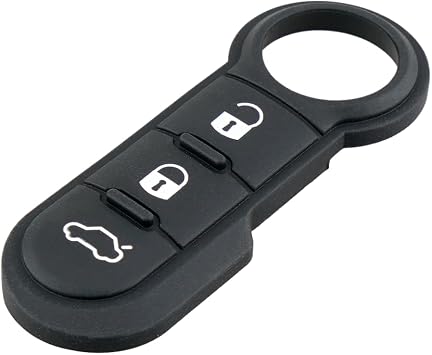 3-Button Remote Key Fob Rubber Key Pads Black Button Pads - Compatible for Fiat 500 500L 500X 2007-2020