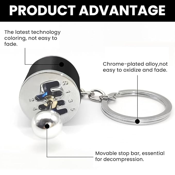 Image of Metal Gear Box Keychain with Movable Knob, Chrome-Plated Alloy, for Car Lovers (Random 1 Color Will Be Send)