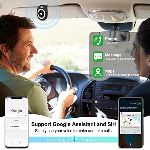 Bluetooth Hands Free Cell Phone Car Kit, Motion Auto On, Wireless In-Car Speakerphone For Handsfree Talking, Voice Guidance, Support Siri Google Assistant Car Handsfree Speaker With Visor Clip #TOP1